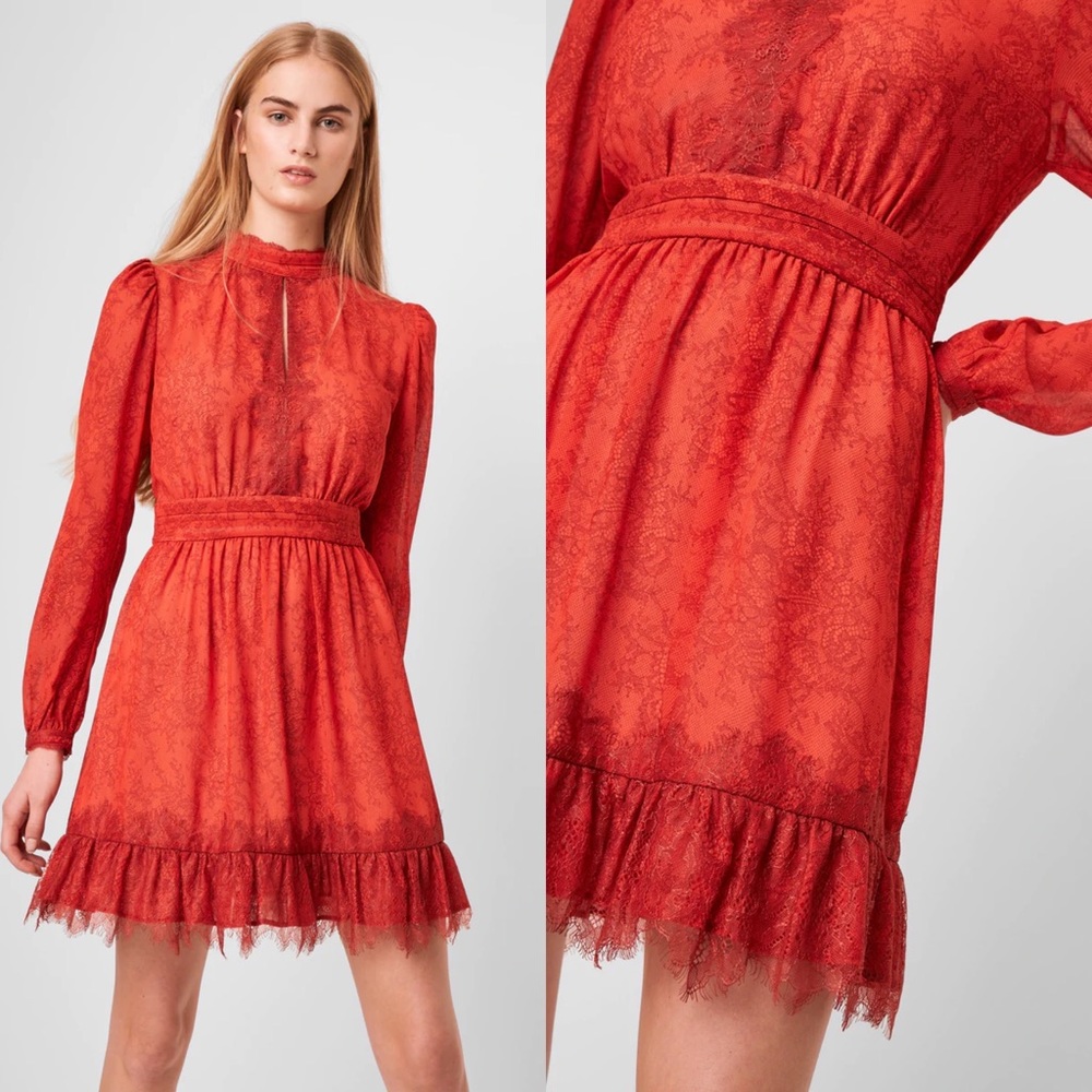 NWT French Connection Dayo Lace Mini Dress in Poppy Red 2